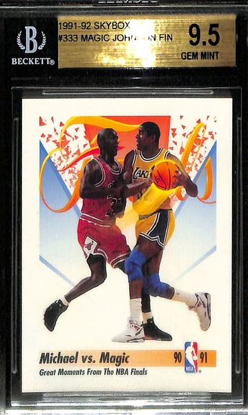(3) BGS Graded Michael Jordan Cards - 1989-90 Hoops #200 (BGS 9.5 and 9.0) and 1991-92 Skybox #333 w. Magic Johnson  (BGS 9.5)